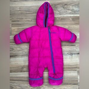 COLUMBIA One Piece Snuggly Bunny Pink with Purple Detail Infant Snowsuit
